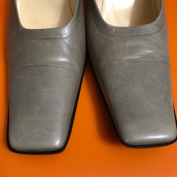 Prada 2000s Square Toe Heels Y2K gray leather - Picture 16 of 16